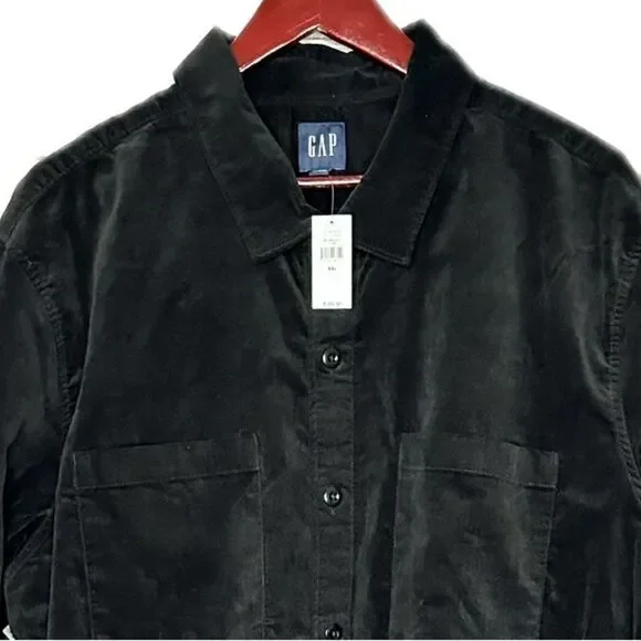 NWT Gap Shirt Jacket / Shacket Black Velour XXL - Picture 4 of 5